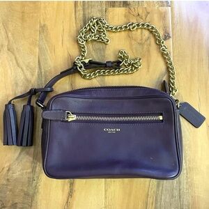 Coach Legacy Leather Flight Bag Brass Violet Purple F1394-25362